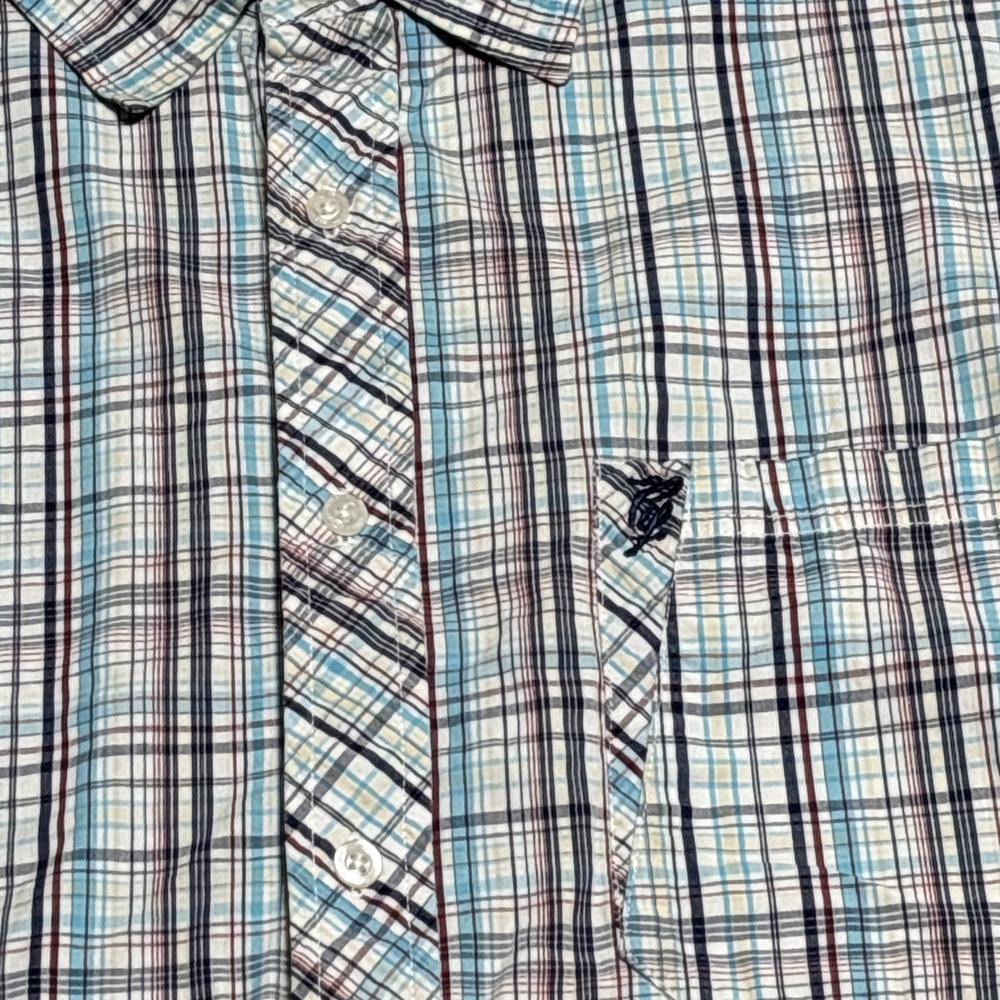 Vtg 90s Phat Farm Shirt Mens Color Cage White Blue Red Plaid Hip Hop Y2K 3XL - Picture 2 of 16